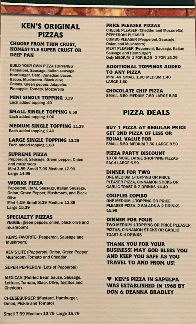 Ken's Pizza Menu image 1